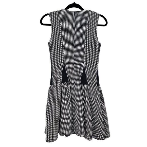 Thakoon Sleeveless Pleated Skater Mini Dress 6 Navy Geometric Polka-dot Italy - Picture 6 of 12